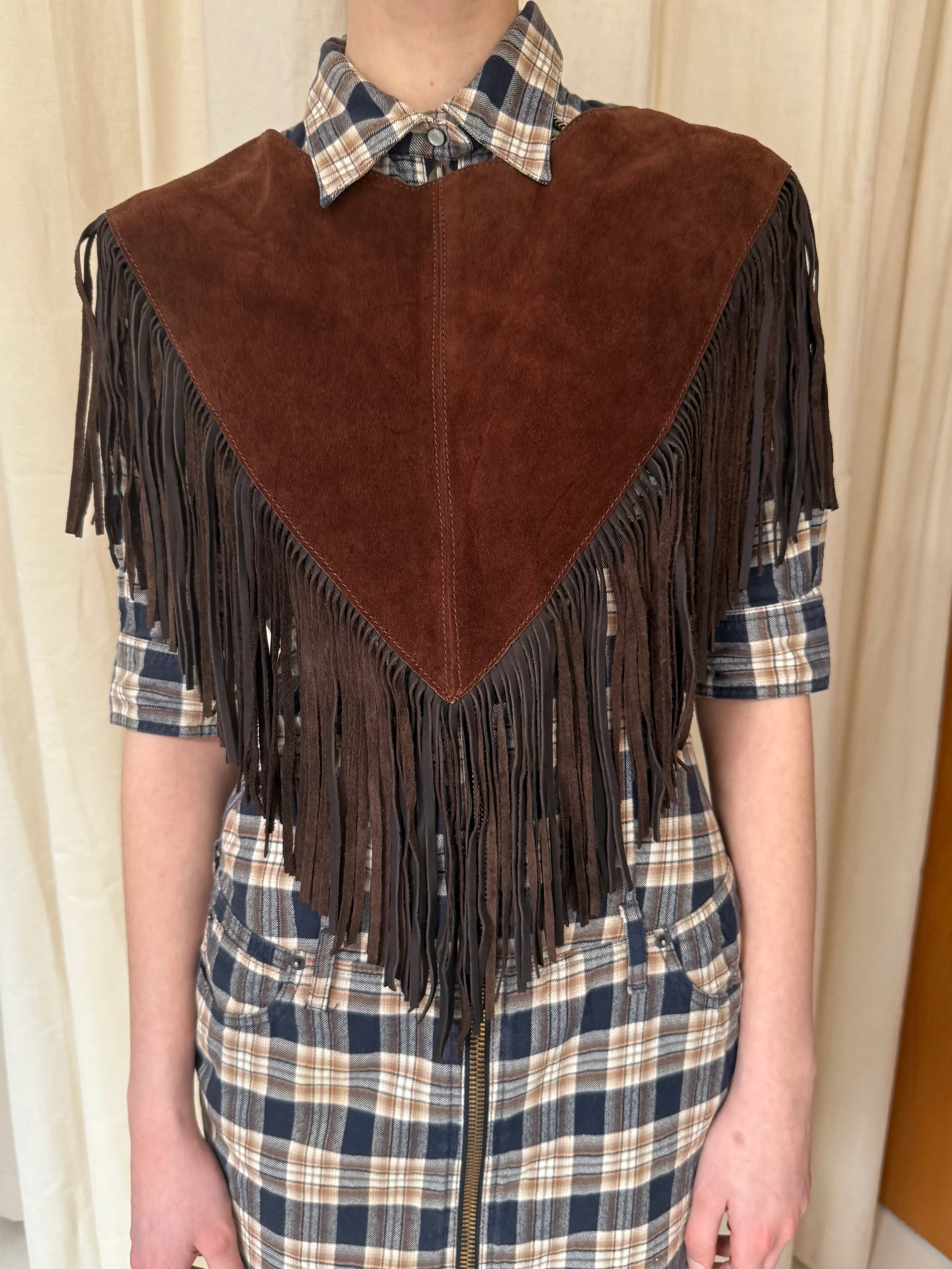 Leather Fringe Poncho - Image 2